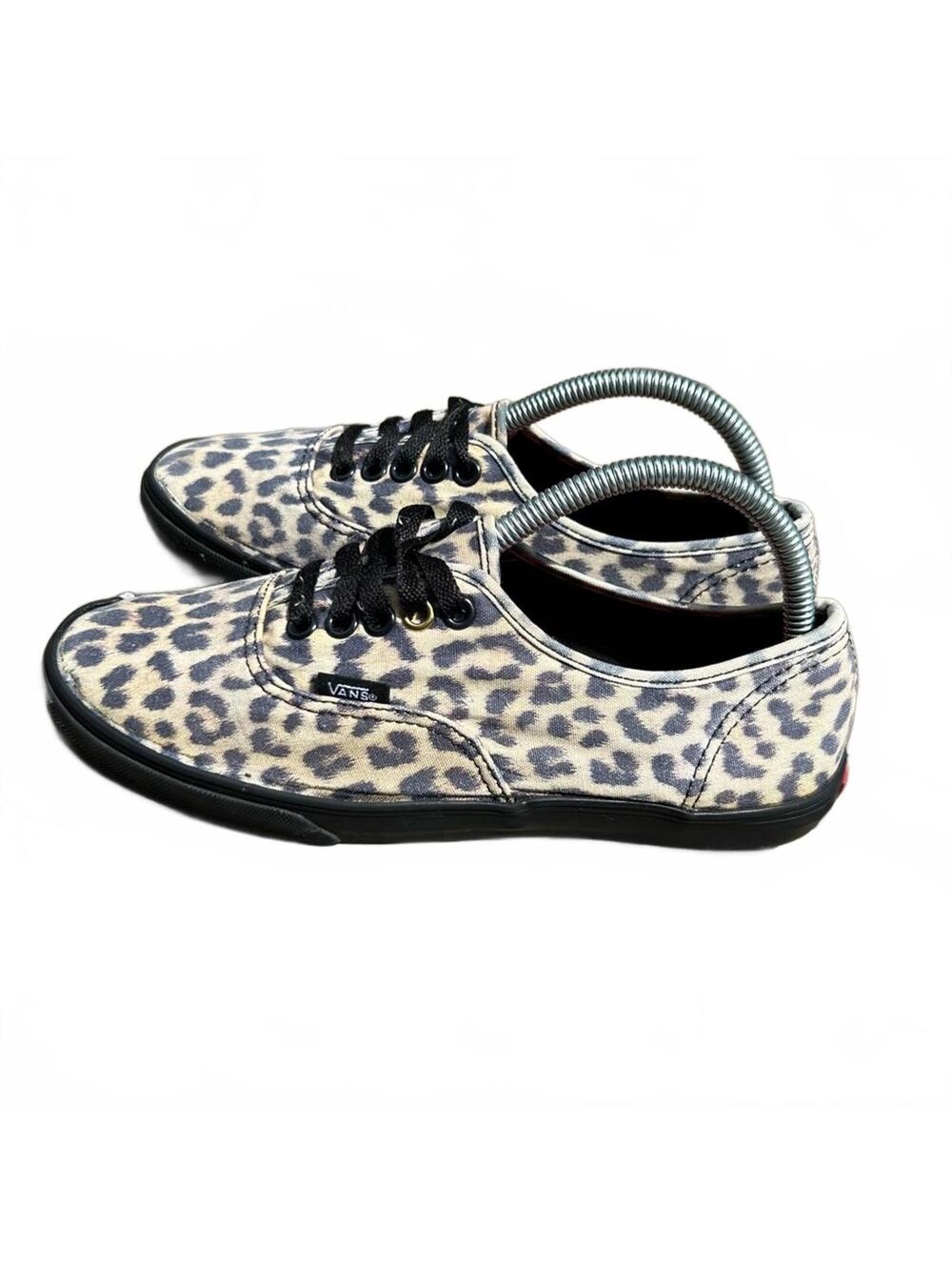 VANS Cheetah Print Lace-Up Sneakers Tan and Grey/Muted Black | Ladies Size 7